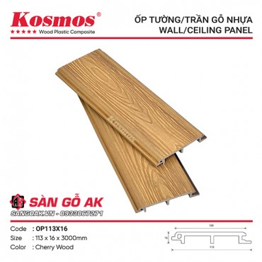 Tấm ốp gỗ nhựa ngoài trời ASA Kosmos OP113X16 Cherry Wood