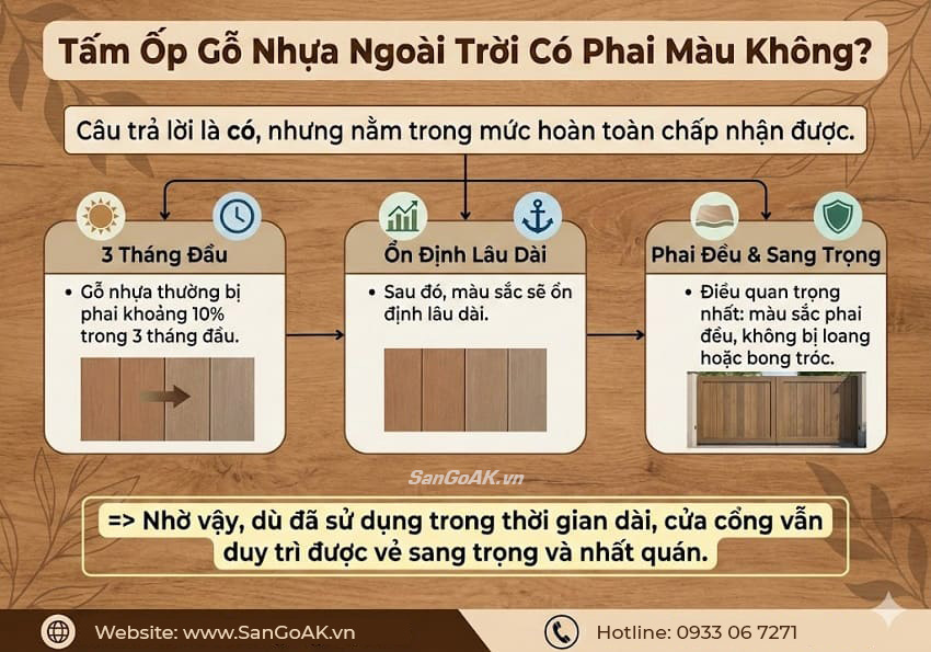 Tấm Ốp Gỗ Nhựa Ngoài Trời Có Phai Màu Không?