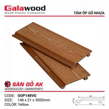 Tấm ốp gỗ nhựa ngoài trời Galawood GOP148VG Yellow vân gỗ
