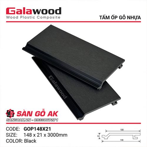 Tấm ốp gỗ nhựa ngoài trời Galawood GOP148X21 Black