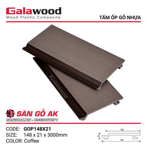 Tấm ốp gỗ nhựa ngoài trời Galawood GOP148X21 Coffee