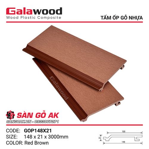 Tấm ốp gỗ nhựa ngoài trời Galawood GOP148X21 Red Brown