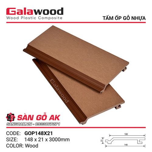 Tấm ốp gỗ nhựa ngoài trời Galawood GOP148X21 Wood