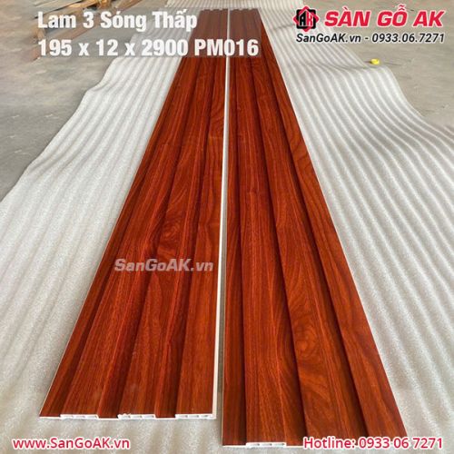 Tấm ốp lam 3 sóng giá rẻ PM016 vân gỗ đỏ cam