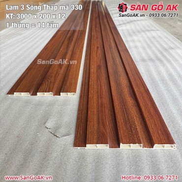 Tấm ốp lam 3 sóng giá rẻ 330 vân gỗ nâu vàng