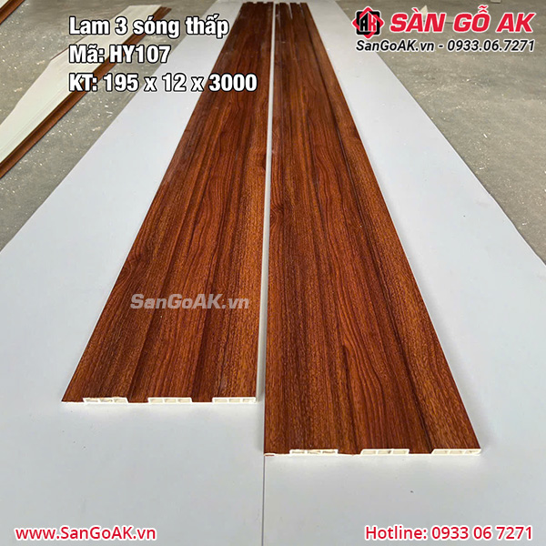 Tấm ốp lam 3 sóng HY107 vân gỗ nâu vàng