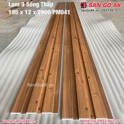 Tấm ốp lam 3 sóng giá rẻ PM041 vân gỗ vàng nâu