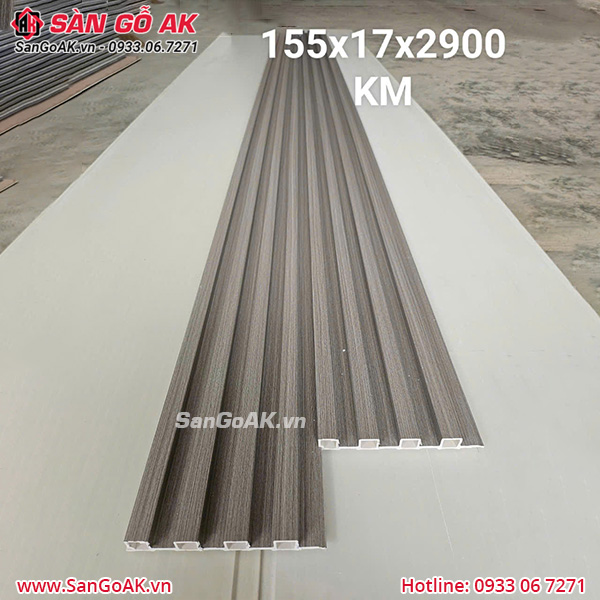 Tấm ốp lam 4 sóng cao KM vân gỗ xước xám ghi