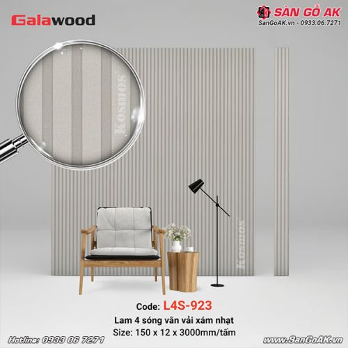Tấm ốp lam 4 sóng Galawood L4S-923 vân vải xám nhạt