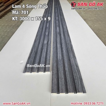 Tấm ốp lam 4 sóng thấp giá rẻ 701 vân gỗ xám