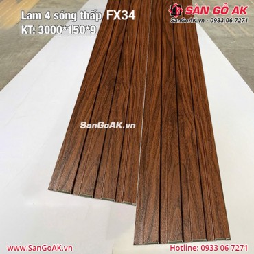 Tấm ốp lam 4 sóng thấp giá rẻ FX34 vân gỗ nâu đỏ
