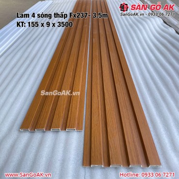 Tấm ốp lam 4 sóng thấp giá rẻ FX237 vân gỗ vàng đậm