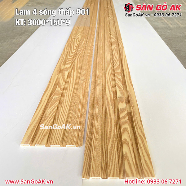 Tấm ốp lam 4 sóng thấp C2005-901 vân gỗ vàng nhạt