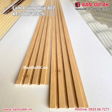 Tấm ốp lam 4 sóng thấp giá rẻ C2004-807 vân gỗ vàng nhạt