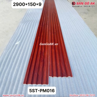 Tấm ốp nhựa lam 5 sóng thấp PM016 vân gỗ đỏ cam