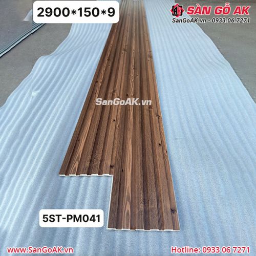Tấm ốp nhựa lam 5 sóng thấp PM041 vân gỗ nâu
