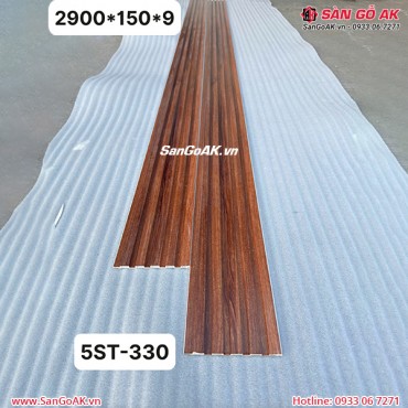Tấm ốp nhựa lam 5 sóng thấp 330 vân gỗ nâu vàng