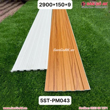 Tấm ốp nhựa lam 5 sóng thấp PM043 vân gỗ vàng đậm