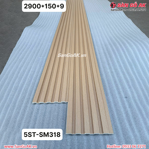 Tấm ốp lam 5 sóng thấp SM318 vân gỗ vàng nhạt