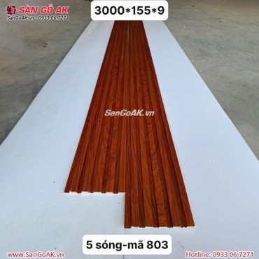 Tấm ốp nhựa lam 5 sóng thấp 803 vân gỗ đỏ cam
