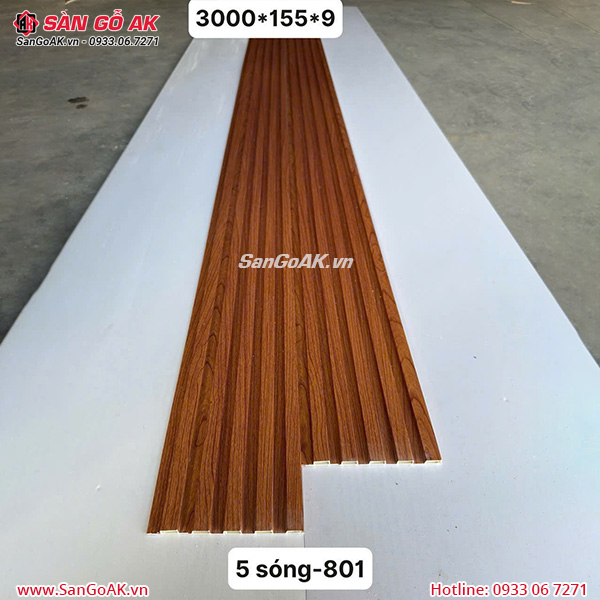 Tấm ốp lam 5 sóng thấp 801 vân gỗ vàng đậm