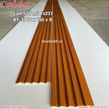 Tấm ốp nhựa lam 5 sóng thấp FX237 vân gỗ vàng đậm