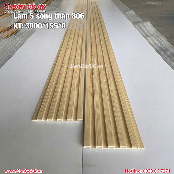 Tấm ốp lam 5 sóng thấp 806 vân gỗ vàng nhạt