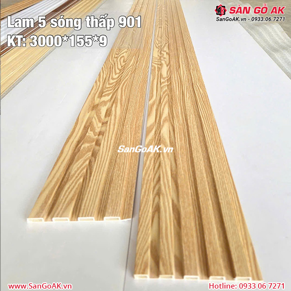Tấm ốp lam 5 sóng thấp 901 vân gỗ vàng nhạt