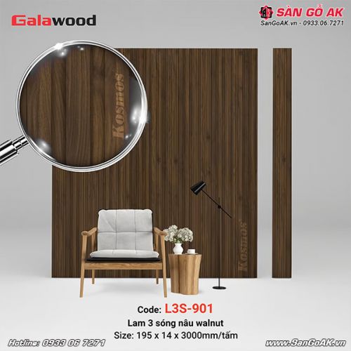 Lam 3 sóng Galawood L3S-901 vân gỗ nâu walnut