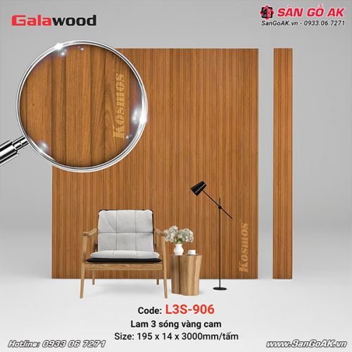 Lam 3 sóng Galawood L3S-906 vân gỗ vàng cam