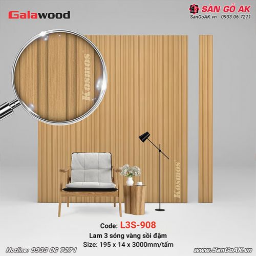 Lam 3 sóng Galawood L3S-908 vân gỗ sồi vàng đậm