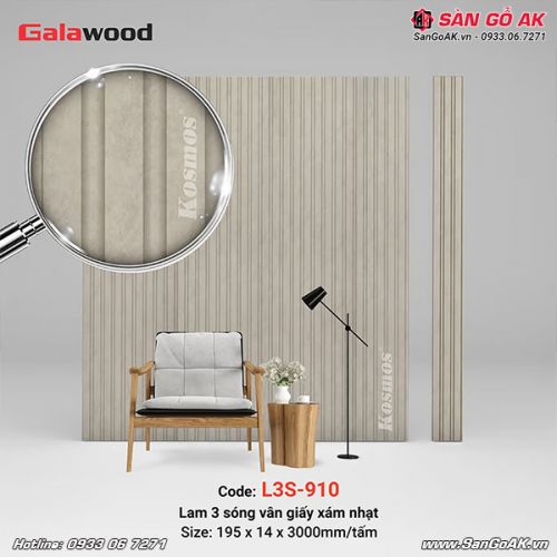 Lam 3 sóng Galawood L3S-910 vân giấy xám nhạt