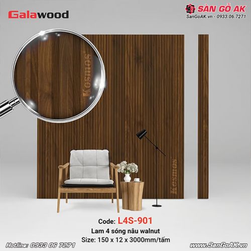 Lam 4 sóng Galawood L4S-901 vân gỗ nâu walnut