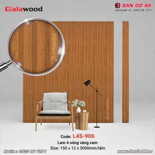 Lam 4 sóng Galawood L4S-906 vân gỗ vàng cam