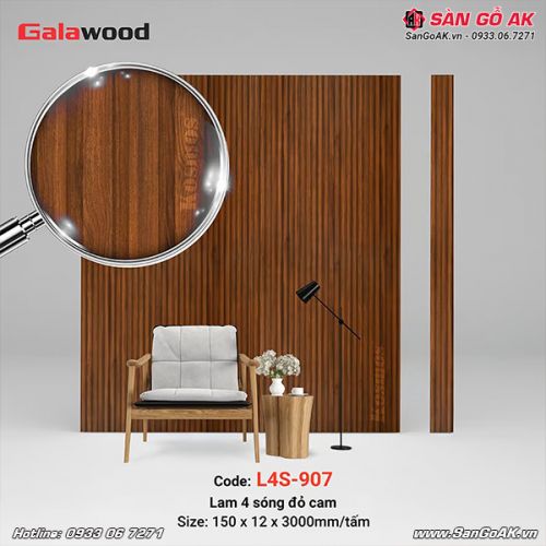 Lam 4 sóng Galawood L4S-907 vân gỗ đỏ cam