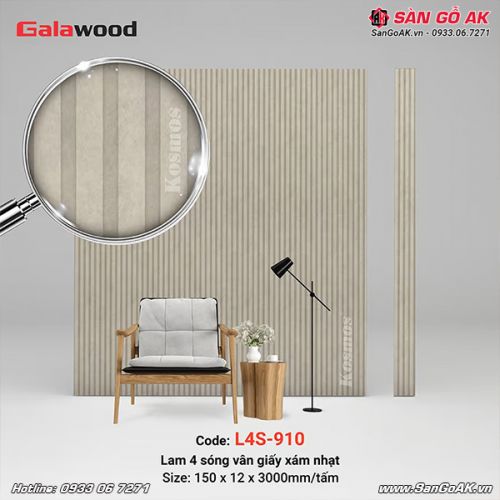 Lam 4 sóng Galawood L4S-910 vân giấy xám nhạt