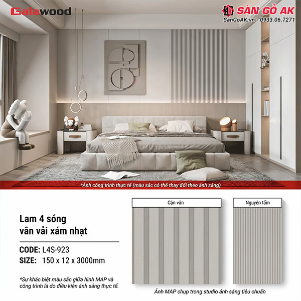 Tấm ốp lam sóng Galawood L4S-923 trang trí phòng ngủ