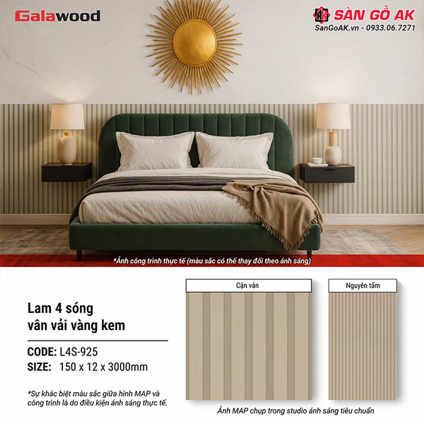 Tấm ốp lam sóng Galawood L4S-925 trang trí phòng ngủ