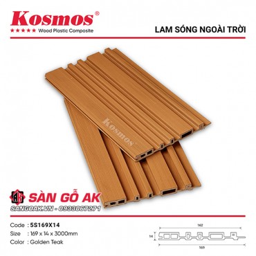 Lam 5 sóng gỗ nhựa ngoài trời ASA Kosmos 5S169X14 Golden Teak