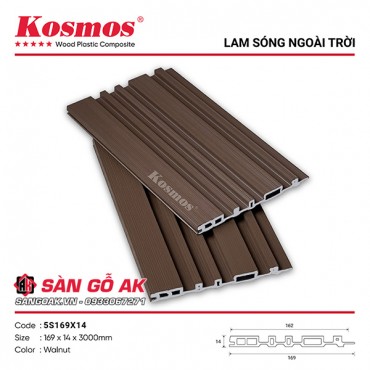 Lam 5 sóng gỗ nhựa ngoài trời ASA Kosmos 5S169X14 Walnut