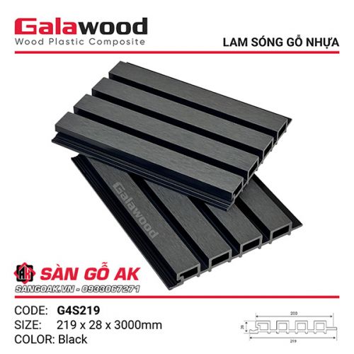 Lam sóng gỗ nhựa ngoài trời Galawood G4S219 Black