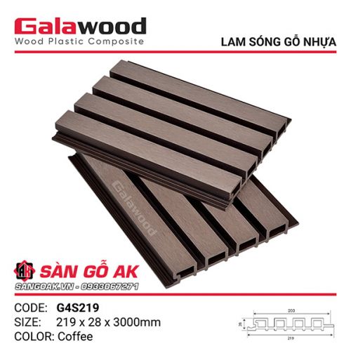 Lam sóng gỗ nhựa ngoài trời Galawood G4S219 Coffee