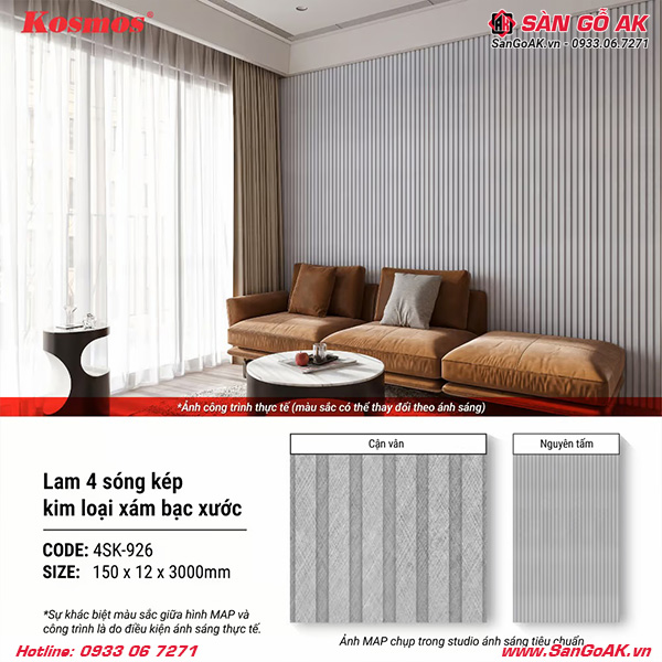 Lam sóng 4SK-926 vân kim loại là vật liệu trang trí nội thất hiện đại