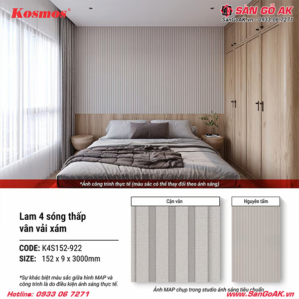 Trang trí phòng ngủ sang trọng, tinh tế với lam sóng K4S152-922