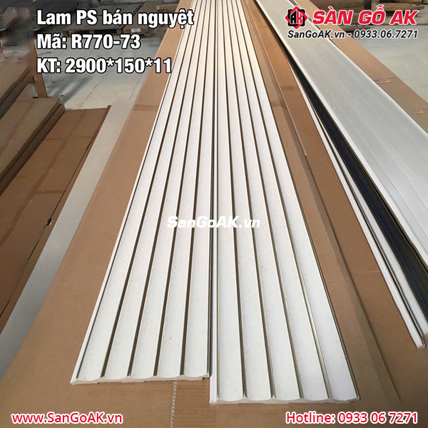 Tấm ốp lam sóng nhựa PS bán nguyệt màu trắng ngà R770-73