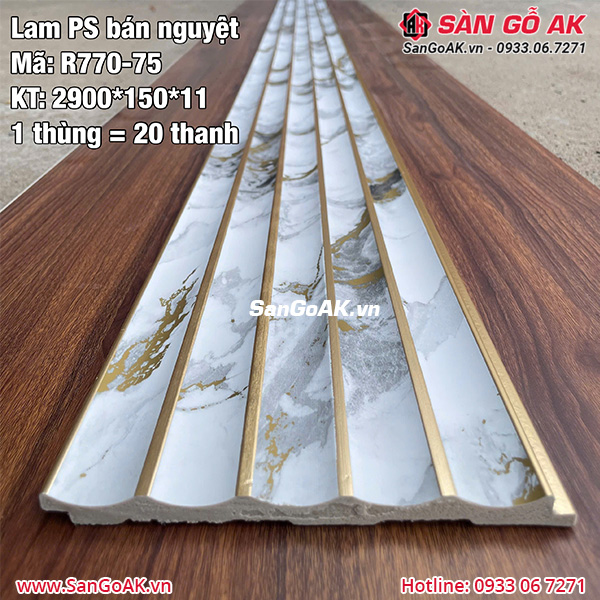 Tấm ốp lam sóng nhựa PS bán nguyệt vân đá R770-75