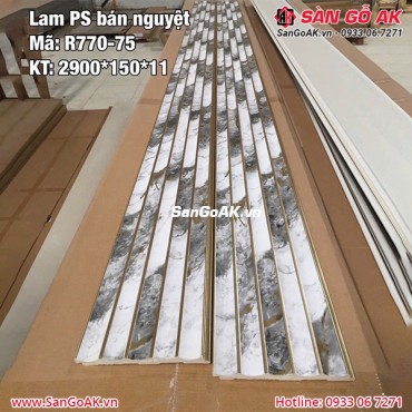 Tấm ốp lam sóng PS bán nguyệt R770-75 vân đá trắng