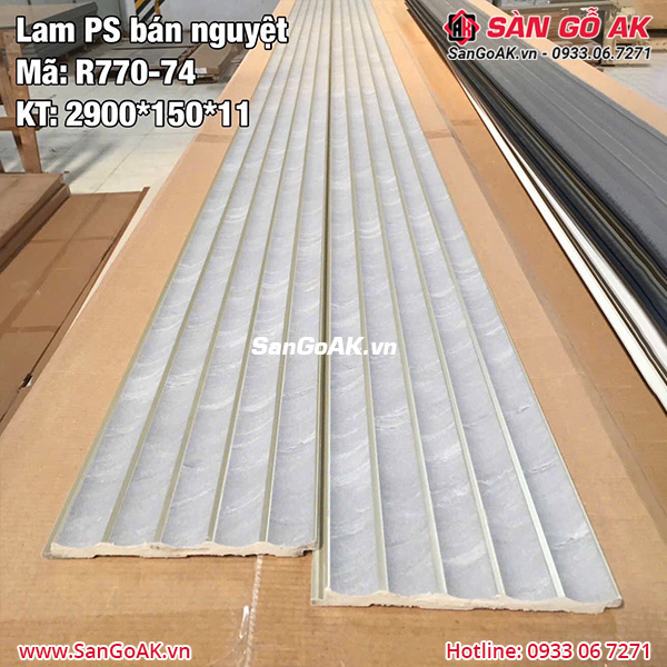 Tấm ốp lam sóng nhựa PS bán nguyệt vân đá xám R770-74