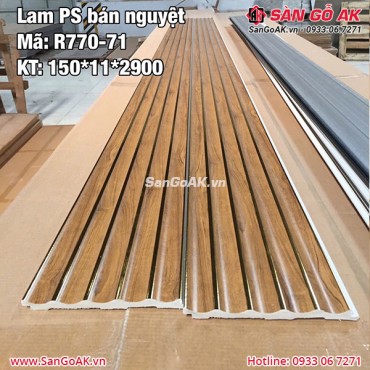 Tấm ốp lam sóng PS bán nguyệt R770-74 vân gỗ