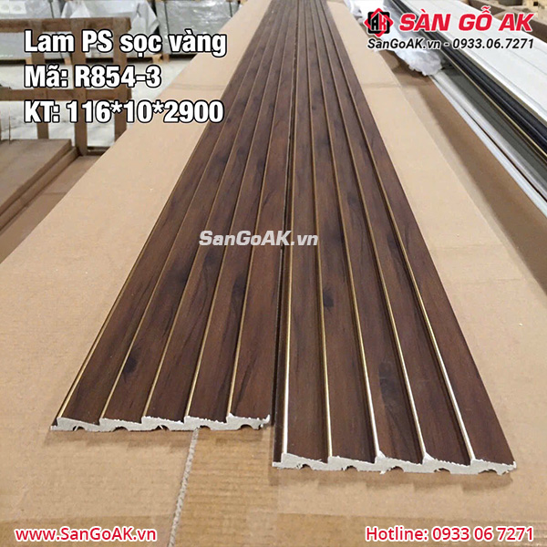 Tấm ốp lam sóng nhựa PS sọc vân gỗ nâu R854-3